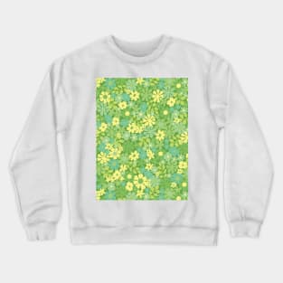 green retro florals pattern, 70s groovy green flowers, flower market, scandinavian florals, green hues Crewneck Sweatshirt